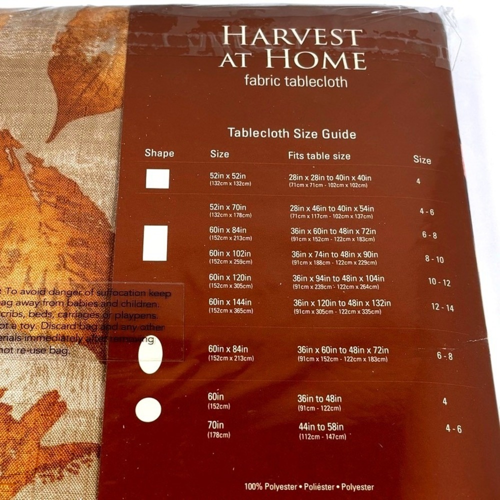 Harvest Home Fall Foliage Tablecloth 60x120 Fabric NatureAutumn Thanksgiving NEW - Picture 8 of 9